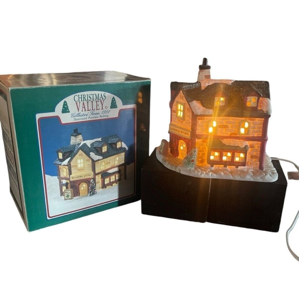Vintage Christmas Valley Village General Store Light 1990-1992 Philippines Made